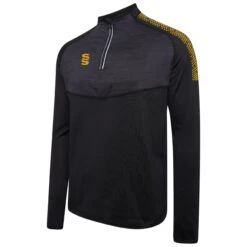 Dual 1/4 Zip Midlayer Performance Top 24 Dual 1/4 Zip Midlayer Performance Top -MR Cricket Hockey DU013 Black Amber scaled 1