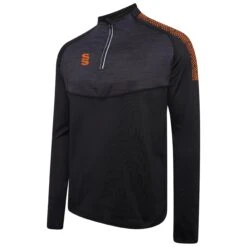 Dual 1/4 Zip Midlayer Performance Top 26 Dual 1/4 Zip Midlayer Performance Top -MR Cricket Hockey DU013 Black Orange scaled 1