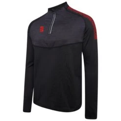 Dual 1/4 Zip Midlayer Performance Top 28 Dual 1/4 Zip Midlayer Performance Top -MR Cricket Hockey DU013 Black Red scaled 1
