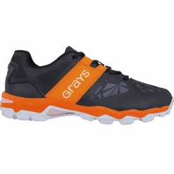 Traction Hockey Shoe Black Orange -MR Cricket Hockey HSBA17Shoe Traction Blk wht or Outstep