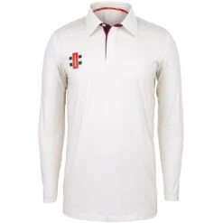 Pro Performance Cricket Shirt Long Sleeve -MR Cricket Hockey Pro Performance Ivory Maroon L s Front