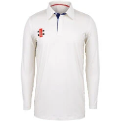 Pro Performance Cricket Shirt Long Sleeve -MR Cricket Hockey Pro Performance Ivory Navy L s Front